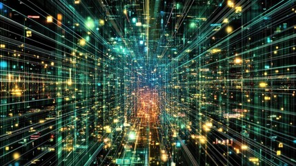 Obraz premium Digital Data Stream: A Visualization of the Infinite Network