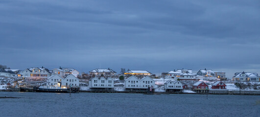 Fototapeta premium Blue hour in Brønnøysund, Helgeland
