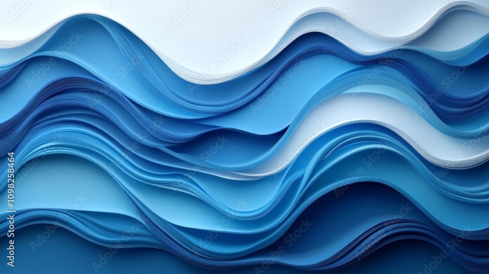 Poster a dynamic and textured display of layered waves in shades of blue, evoking the essence of water and 