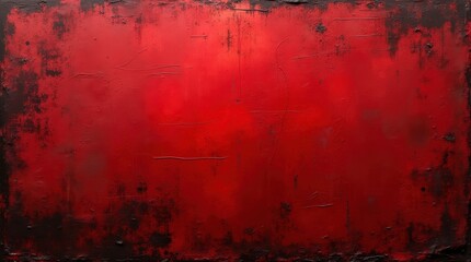 Obraz premium Abstract Red Grunge Painting Featuring Dark Burgundy and Distressed Effects