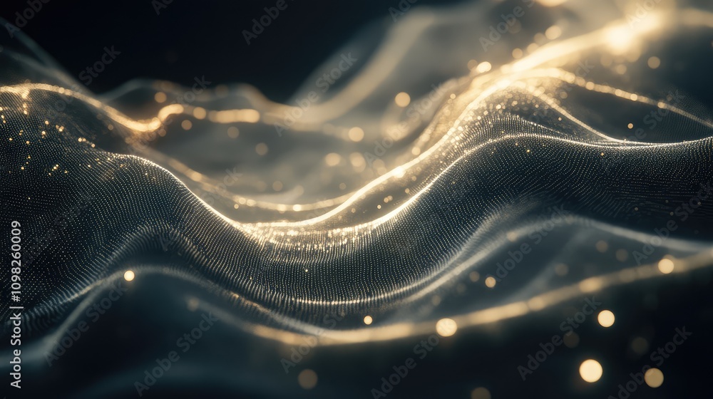 Poster futuristic data wireframe with lighted paths, creating an abstract sense of digital movement