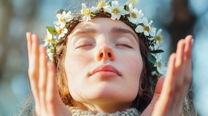 Imbolc Festival Girl Emulates Brigid Goddess of Springs Arrival