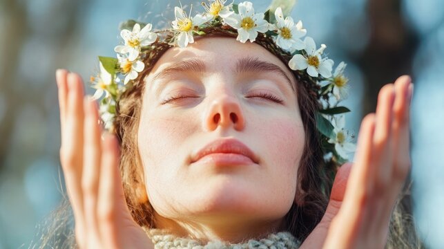 Imbolc Festival Girl Emulates Brigid Goddess of Springs Arrival