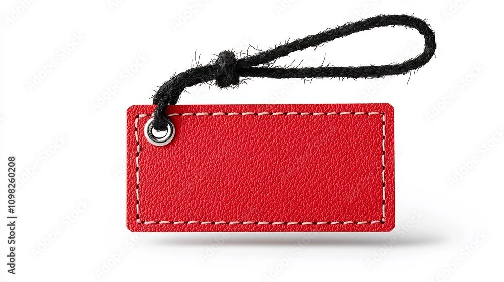 Poster striking red tag with a smooth polished surface and a durable tie perfect for organizing labeling an