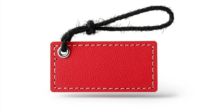 Striking red tag with a smooth polished surface and a durable tie perfect for organizing labeling and categorizing items in a modern minimalist setting against a transparent backdrop