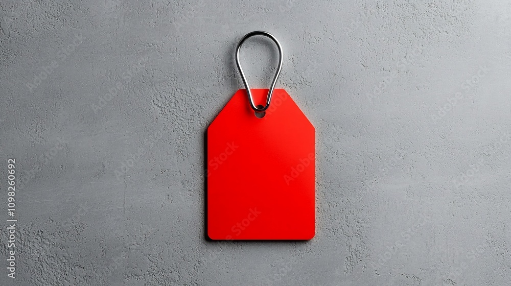 Aufkleber sleek and vibrant red tag with a strong attached loop and smooth surface isolated on a transparent b