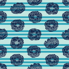Beautiful Peony Blossom Repeat Pattern Design