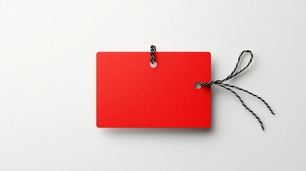 Naklejka premium Sleek and vibrant red tag with a strong attached loop and smooth surface isolated on a transparent background for professional use in branding packaging or product display applications