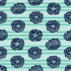 Beautiful Peony Blossom Repeat Pattern Design