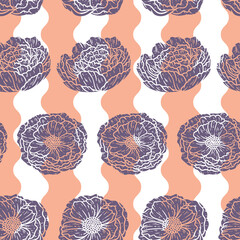 Beautiful Peony Blossom Repeat Pattern Design