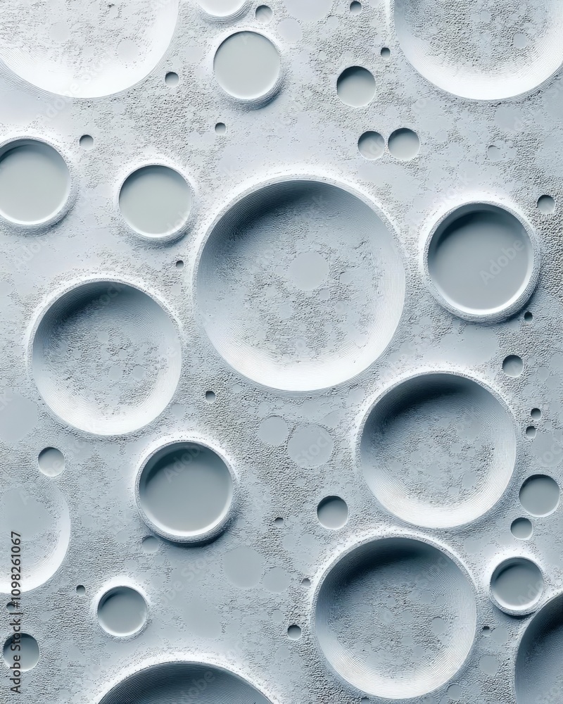 Poster an abstract close-up image featuring textured circles on a surface, evoking a sense of depth and int