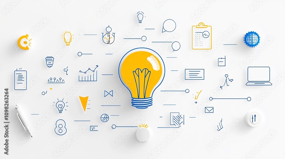 Aufkleber A modern set of thin line icons highlighting essential elements of project planning execution and performance tracking for achieving business goals and driving organizational success