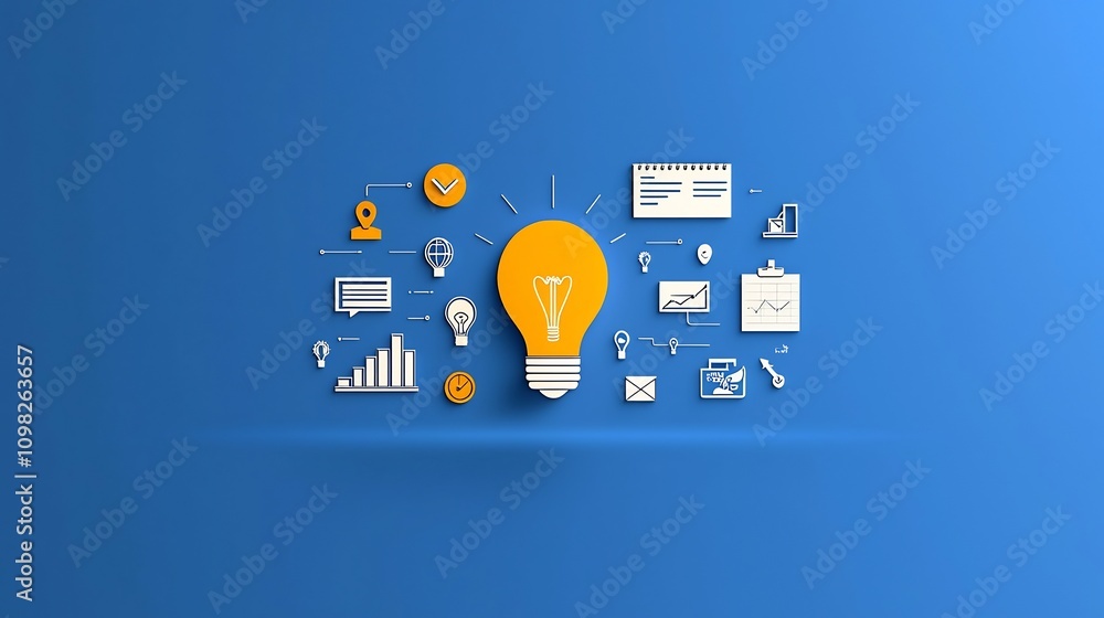 Leinwandbilder Comprehensive set of project management icons focused on essential aspects of execution efficiency goal achievement and successful project delivery