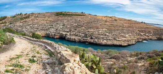 Gozo (Għawdex) Island landscape near Watchtower Mġarr ix-Xini Tower (Torri ta' Mġarr ix-Xini)...