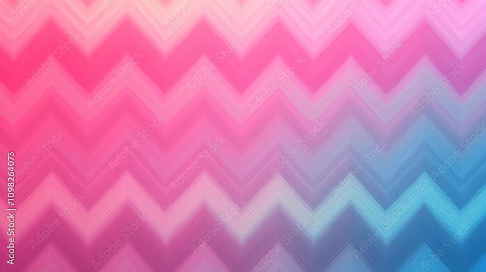 Poster a vibrant chevron pattern blending pink and blue hues for dynamic background use in design projects,