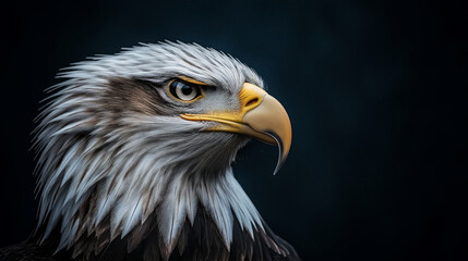 Obraz premium Isolated Eagle Portrait in Sharp Focus with Dark Background