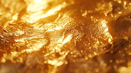 Abstract golden metal texture background. Gold surface with light reflections