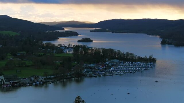 Cloudy landscape of windermere lake in Cumbria - UK 