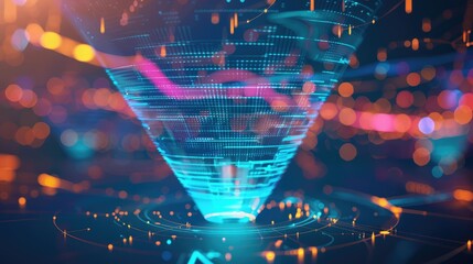 Futuristic Digital Data Visualization with Vibrant Lights