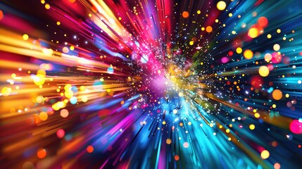 Obraz premium Colorful Abstract Light Burst with Bokeh Effect