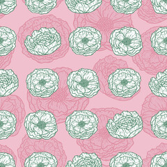 Beautiful Peony Blossom Repeat Pattern Design