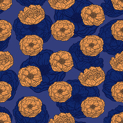 Beautiful Peony Blossom Repeat Pattern Design