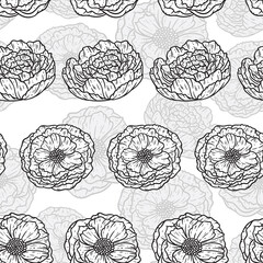 Beautiful Peony Blossom Repeat Pattern Design