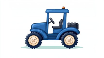 Obraz premium Blue tractor illustration on white isolated background.