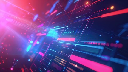 Obraz premium Futuristic Abstract Digital Interface with Glowing Graphics