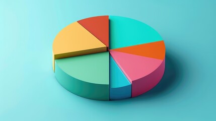 Fototapeta premium Vibrant Multi-Colored Pie Chart on Light Blue Background