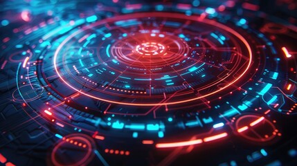 Futuristic HUD Interface with Neon Light Effects