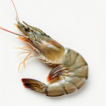 Raw black tiger shrimp isolated on white background