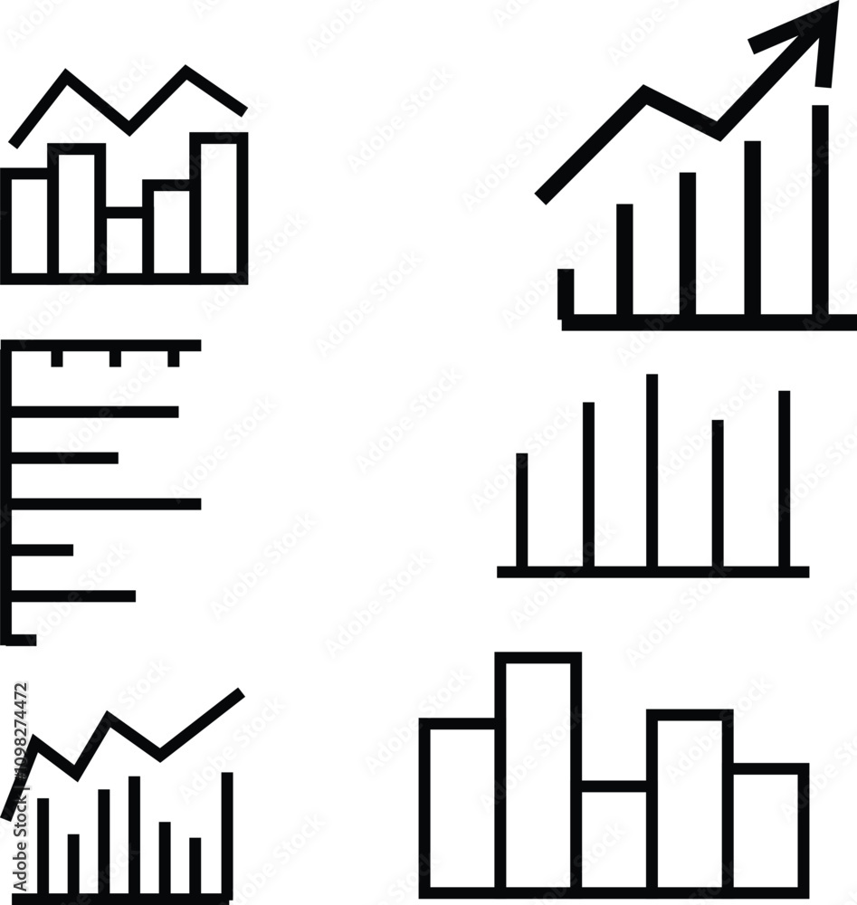 Poster set of statistics icon illustration business chart graph statistics data finance investment use for 