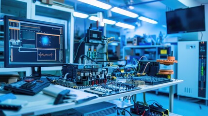 Advanced Electronics Laboratory with Testing Equipment and Computers