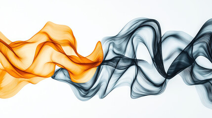 Obraz premium Flowing orange and black waves create dynamic visual effect