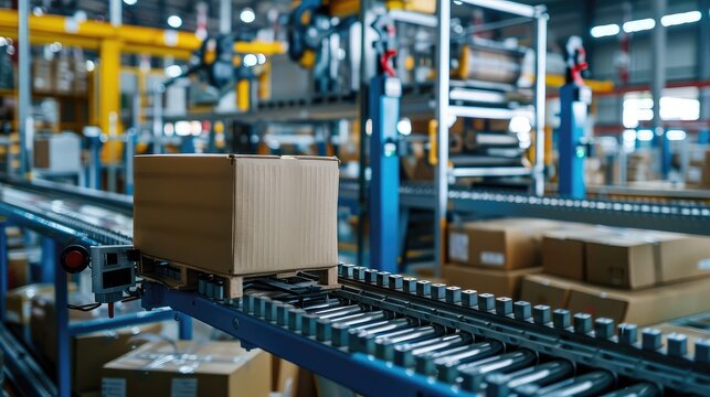 Automated Warehouse Conveyor System in Operation