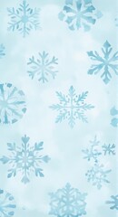 Fototapeta premium Watercolor icy background with silver snowflakes pattern, festive holiday scene with cool tones, winter decor for seasonal celebrations. 
