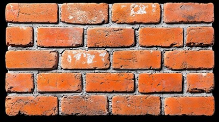 Obraz premium Red brick wall texture, isolated on black background.
