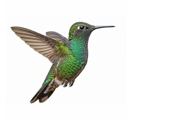 Obraz premium Hummingbird in flight on white background.