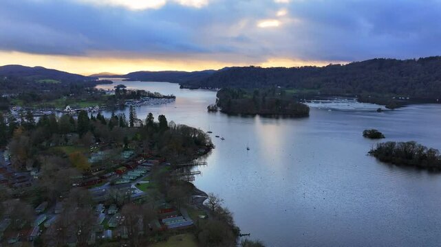 Cloudy landscape of windermere lake in Cumbria - UK 