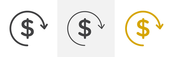 Circulation of money icon collection in black and white and colored style