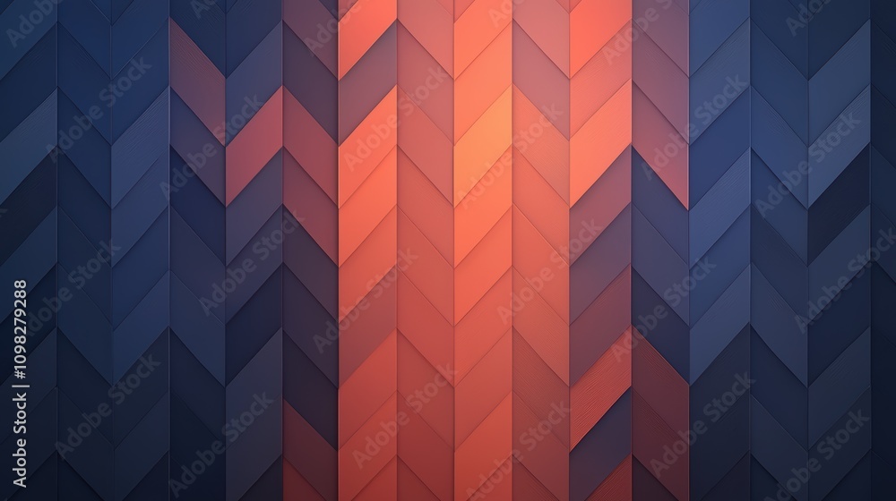 Aufkleber a vibrant geometric pattern featuring chevron shapes in shades of blue and orange, creating a dynami