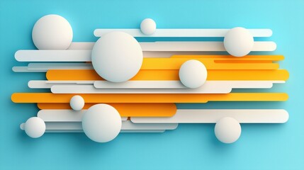 Obraz premium A vibrant abstract composition featuring white and orange geometric shapes against a blue background, creating a modern and playful aesthetic.