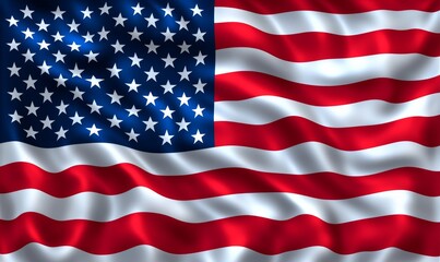 Fototapeta premium Close up studio shot of United States flag in high definition detail, USA