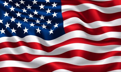 Fototapeta premium Close up studio shot of United States flag in high definition detail, USA