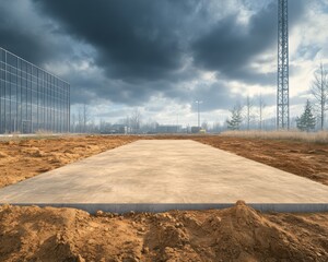 Fototapeta premium Concrete Foundation Slab on Construction Site