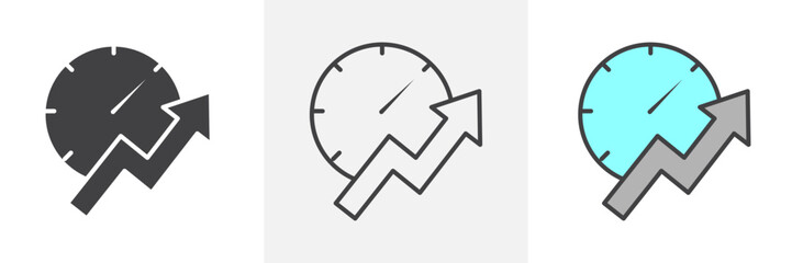 Continuous improvement icon collection in black and white and colored style