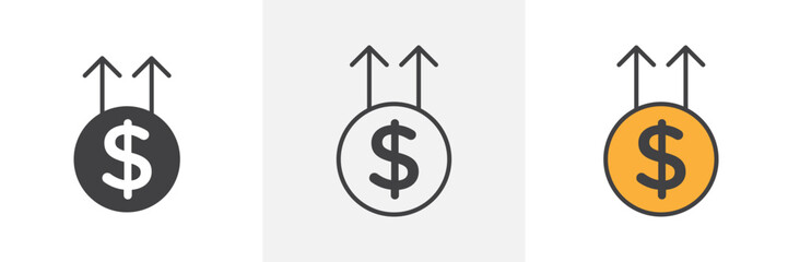 Obraz premium High revenue icon collection in black and white and colored style