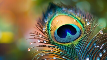 Obraz premium Close-up of colorful peacock feather
