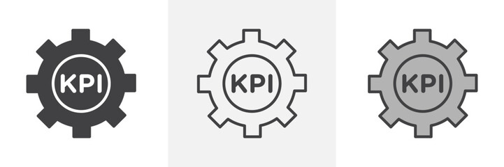 KPI icon collection in black and white and colored style